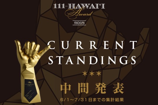 2回目を迎えた日本人によるハワイ・ランキング「111-HAWAIIAWARD」気になる中間ランキングが発表！