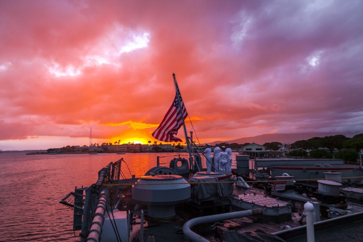 Battleship Missouri Memorial Veterans Day Sunset Ceremony