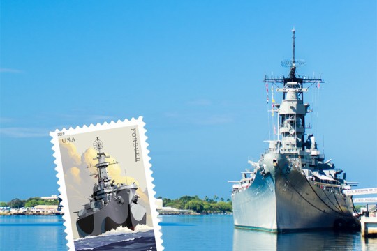 戦艦ミズーリが描かれた記念切手が発売中！！